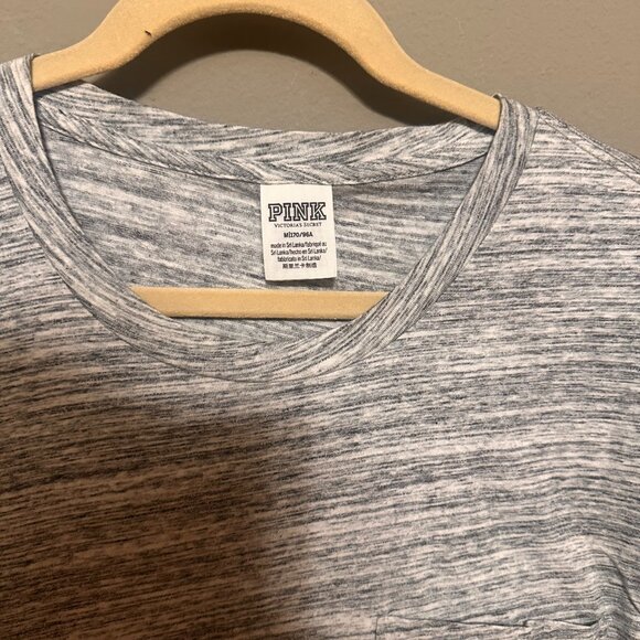 VS PINK Grey Tee w/ Sparkly Checkered PINK Dog - Picture 2 of 3